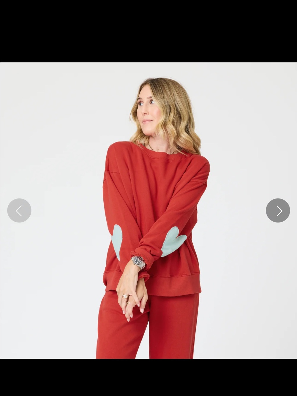 Kerri Rosenthal XOXR VALENTINES sweater, elbow patches red